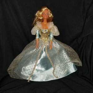 Vintage Barbie  doll with blue and gold  dress
